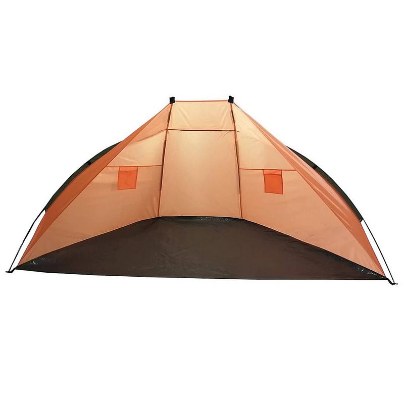 Foto van Beachshelter strandtent summertime oranje 270 x 120 cm - windschermen