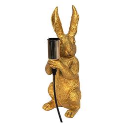 Foto van Clayre & eef bureaulamp konijn 13*17*36 cm e27/max 1*60w goudkleurig kunststof tafellamp goudkleurig tafellamp