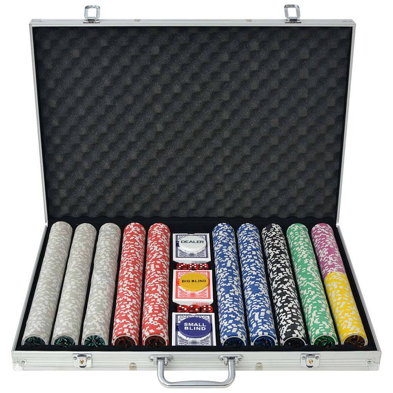 Foto van Vidaxl pokerset met 1000 laser chips aluminium