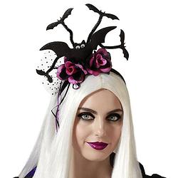 Foto van Halloween/horror verkleed diadeem/tiara - vleermuizen en bloemen - kunststof - dames/meisjes - verkleedhoofddeksels