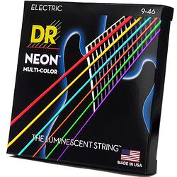 Foto van Dr strings nmce-9/46 hi-def neon multi-color 9-46 set snaren voor elektrische gitaar