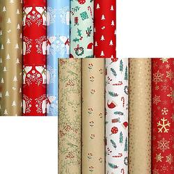 Foto van Santas helper en wintergarden assortiment kerst cadeaupapier inpakpapier - 2 meter x 70 cm - 10 rollen