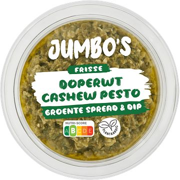 Foto van Jumbo'ss frisse doperwt cashew pesto groente spread & dip 150 g