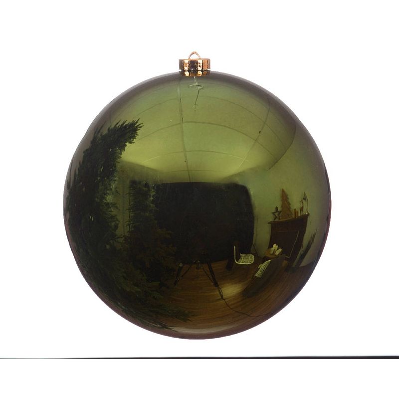 Foto van 3 stuks! kerstbal plastic glans diameter 14cm dennen groen ksd