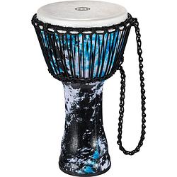 Foto van Meinl padj8-m-f rope tuned travel series galactic blue tie dye 10 inch djembe