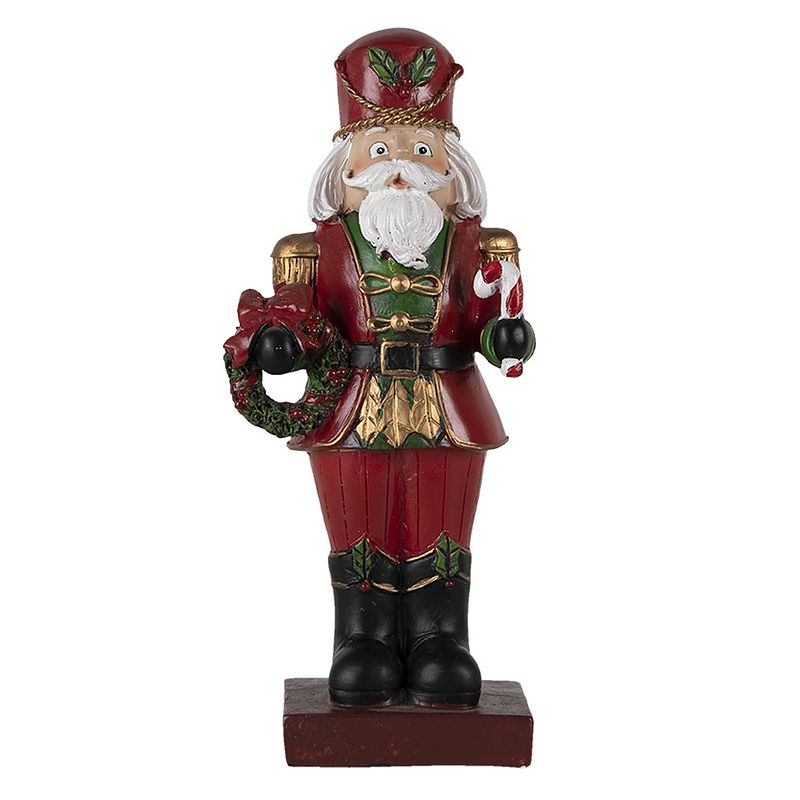 Foto van Clayre & eef kerstdecoratie beeld notenkraker 9*6*21 cm rood kunststof decoratief figuur decoratieve accessoires