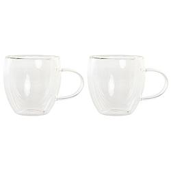 Foto van Items koffieglazen/theeglazen dubbelwandig - set 2x - cappuccino glazen - 250 ml - koffie- en theeglazen