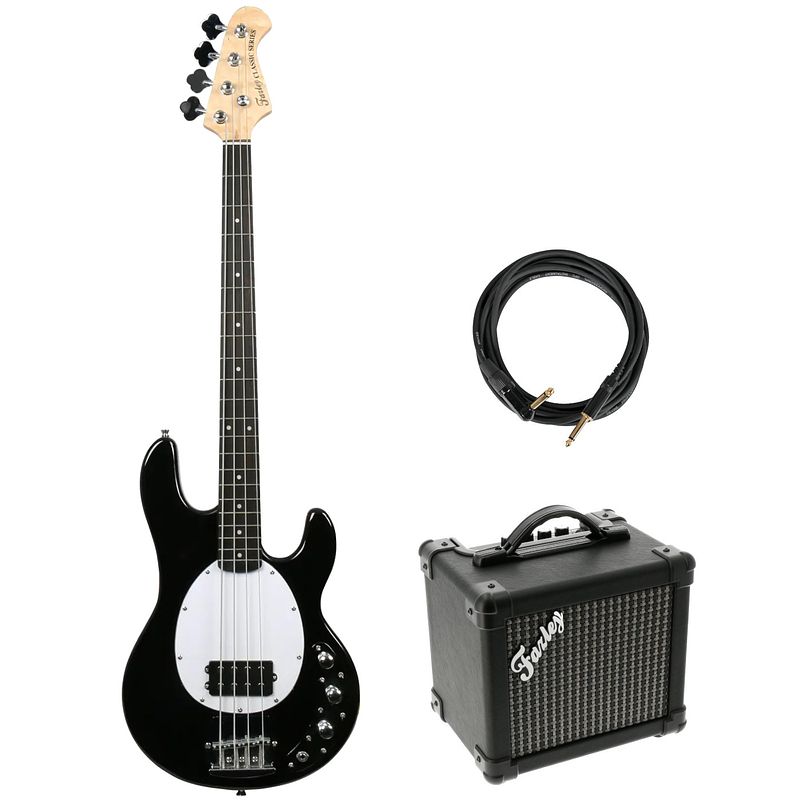 Foto van Fazley fms318 black elektrische basgitaar + versterker + kabel