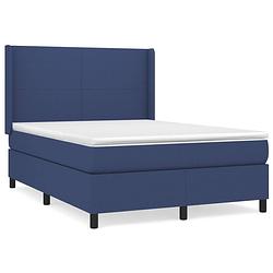 Foto van The living store boxspringbed - comfort - bed - 193 x 147 x 118/128 cm - blauw - ademende en duurzame stof