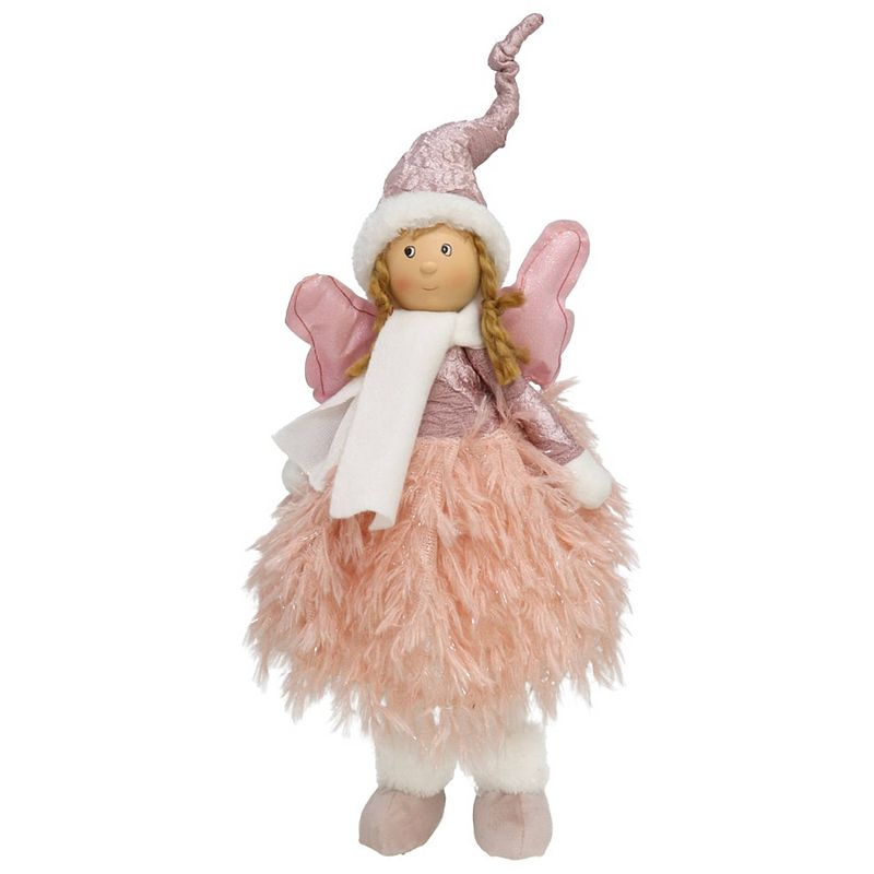 Foto van Gerimport kerstfiguur engel 11 x 14 x 48 cm polyester roze