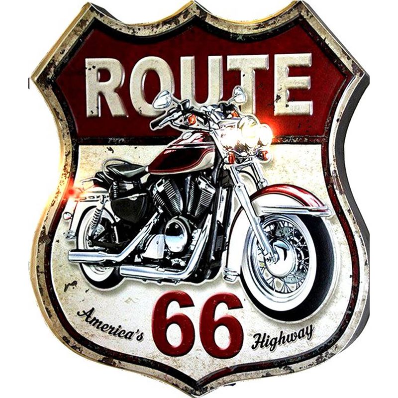 Foto van Clayre & eef tekstbord 30x35 cm zwart ijzer motor route 66 wandbord spreuk wandplaat