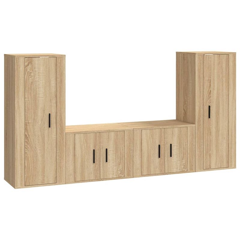 Foto van The living store tv-kastenset - sonoma eiken - 2x 40x34.5x100cm + 2x 57x34.5x40cm