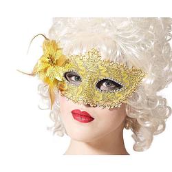 Foto van Feather eye mask gouden 20 x 10 cm