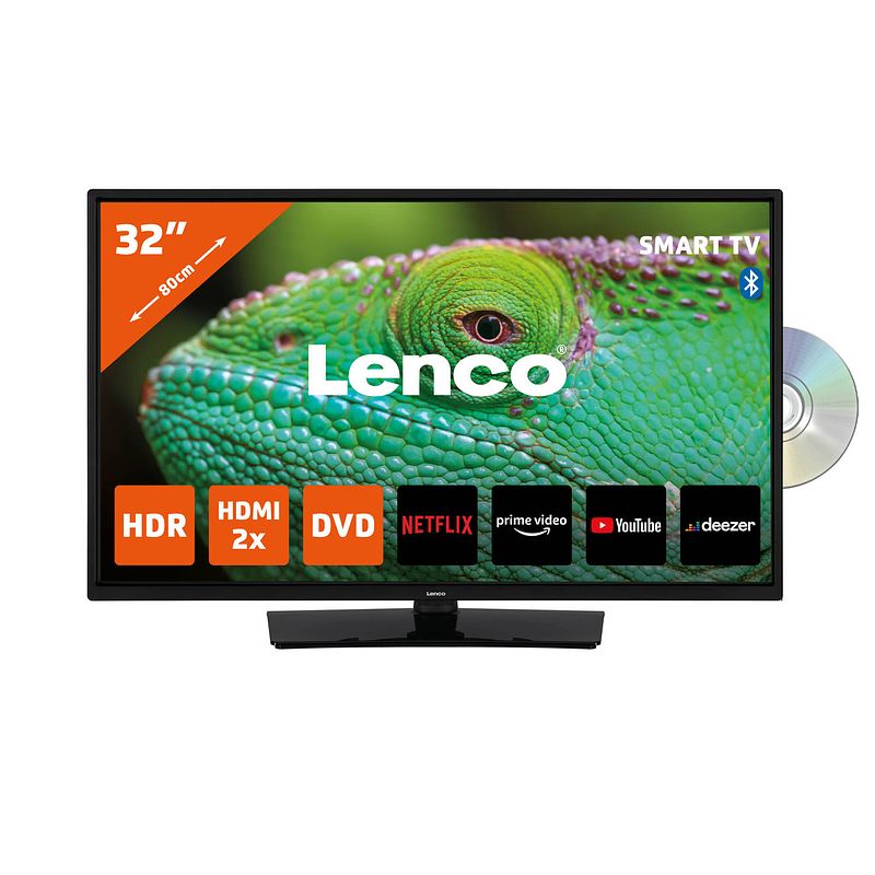 Foto van 32"" smart tv met ingebouwde dvd speler lenco dvl-3273bk zwart