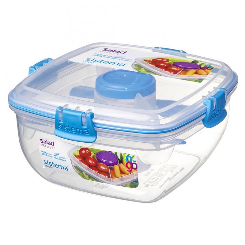 Foto van Sistema to go salade kom/vershouddoos - 1.1 l - blauw