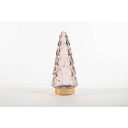 Foto van Anna'ss collection - tree glass 10,5x24,5cm pink with golden base 10led 3xaa