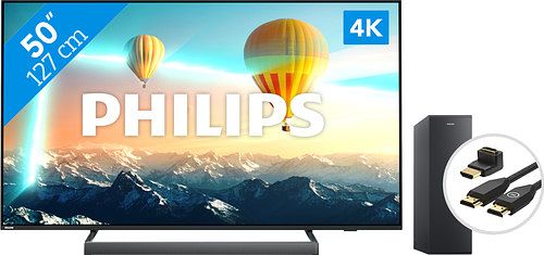 Foto van Philips 50pus8007 (2022) + soundbar + hdmi kabel