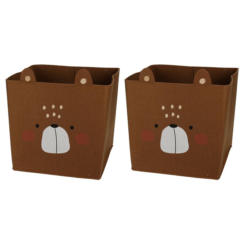 Foto van 2x stuks opbergmand vilt kinderkamer - dieren thema beer - 32 x 32 x 32 cm - opbergmanden