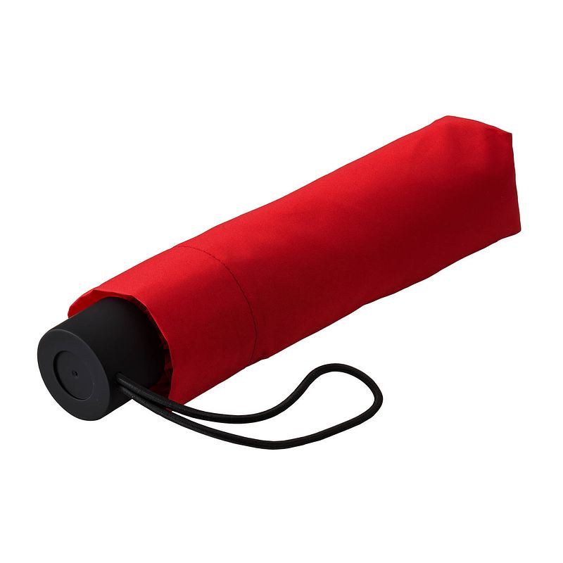 Foto van Opvouwbare paraplu, stevig en windproof - 2-delig metalen stok en frame -rood rubber handvat