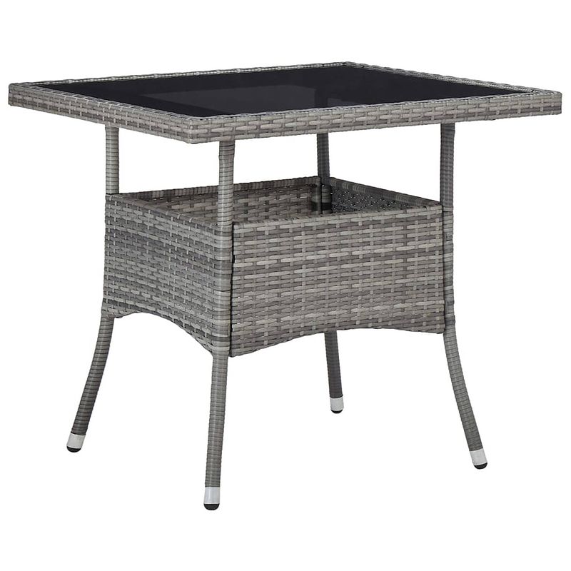 Foto van Vidaxl tuintafel poly rattan en glas grijs