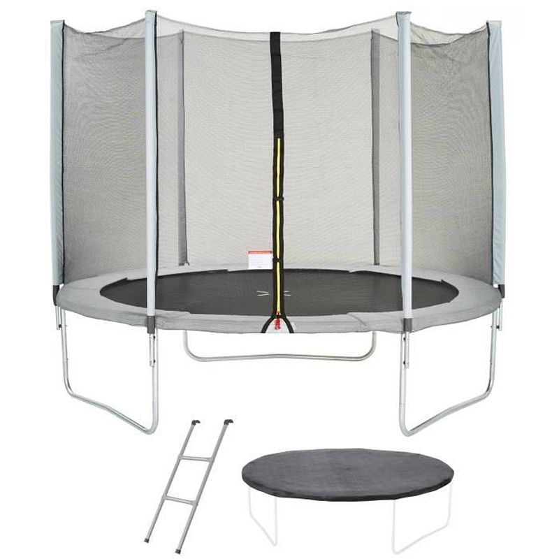 Foto van Trampoline maxi eco 300 cm grijs - net, ladder, beschermhoes