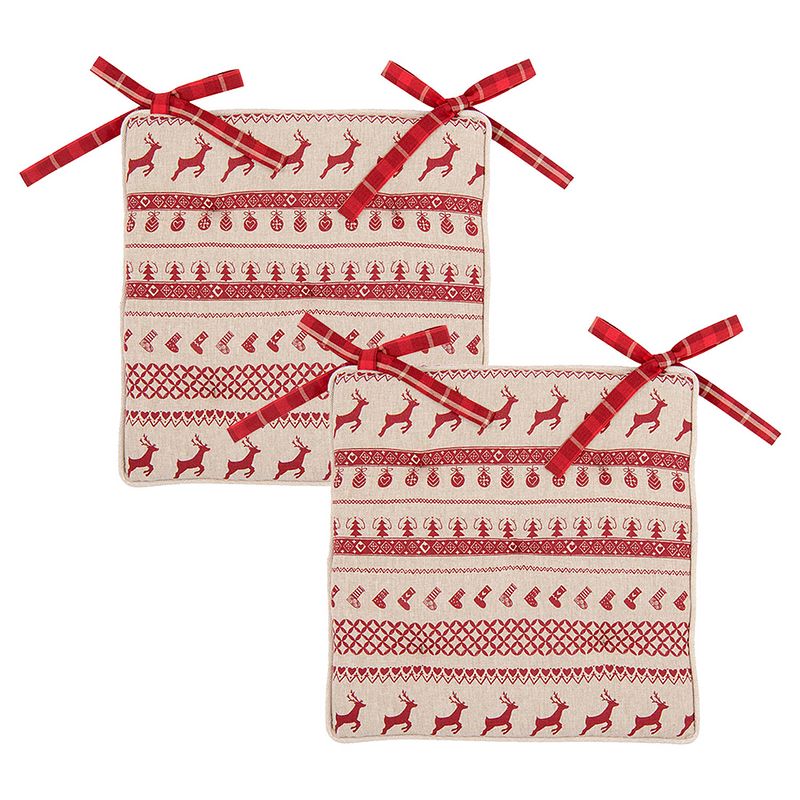 Foto van Haes deco - set van 2 sierkussens - 40x40x4 cm - 100% katoen - nordic christmas