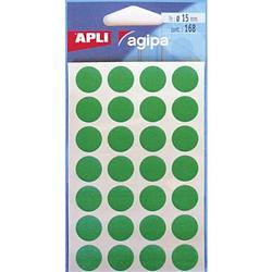 Foto van Agipa ronde etiketten in etui diameter 15 mm, groen, 168 stuks, 28 per blad