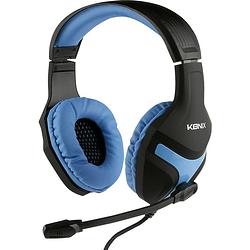 Foto van Konix nemesis headset over ear headset gamen kabel stereo zwart-blauw