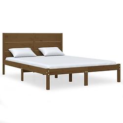 Foto van The living store houten bedframe classic - bedframe 205.5x145.5x100cm - massief grenenhout