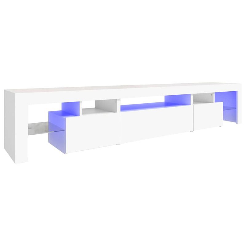 Foto van The living store tv-meubel populair - 215 x 36.5 x 40 cm - rgb led-verlichting - wit - bewerkt hout