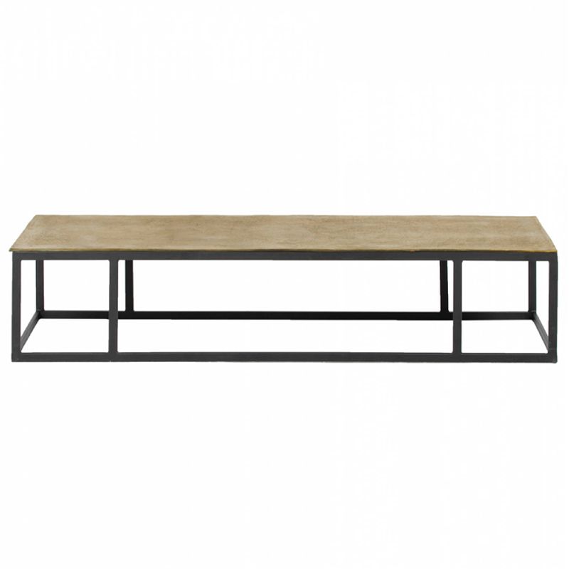 Foto van Giga meubel salontafel messing 155x50x32cm - metalen onderstel