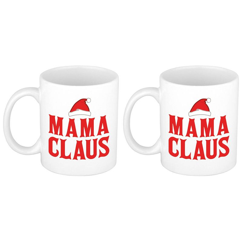 Foto van Set van 2x stuks mama claus koffiemokken / theebekers kerst cadeau mama 300 ml - bekers