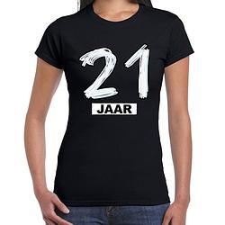 Foto van 21 jaar verjaardag cadeau t-shirt zwart voor dames m - feestshirts