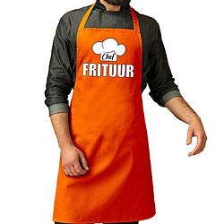 Foto van Schort chef frituur oranje voor heren - koningsdag/ nederland/ ek/ wk - feestschorten