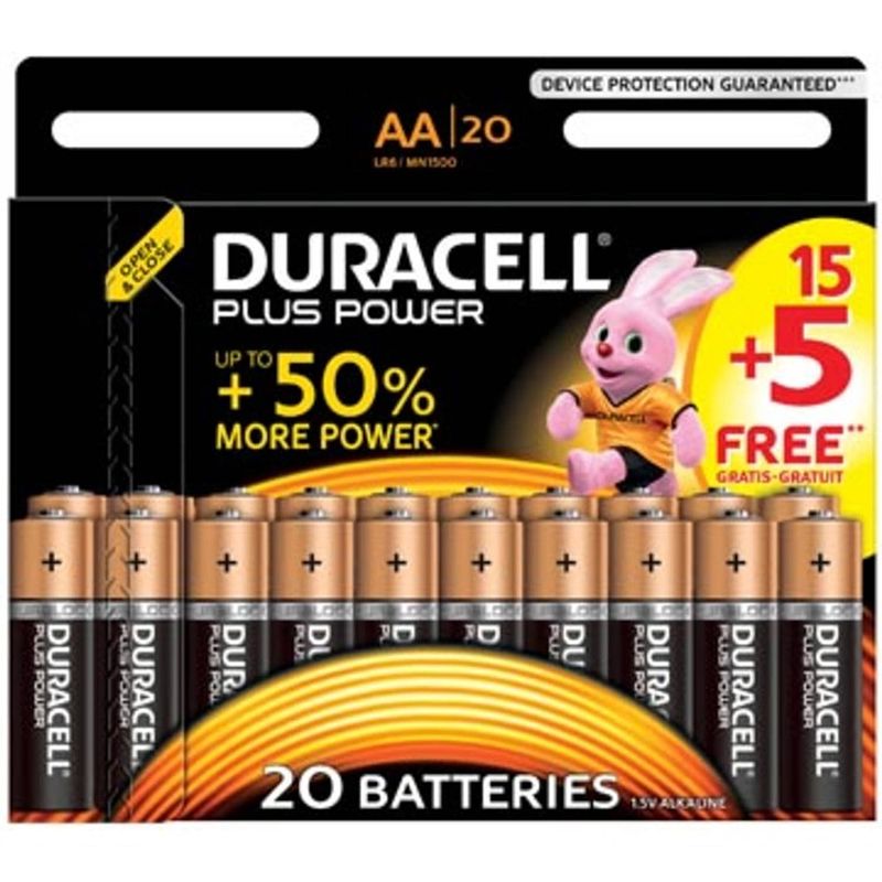 Foto van Duracell batterijen plus power aa, blister van 15+5 stuks