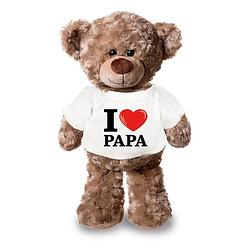 Foto van Knuffel teddybeer met i love papa shirt 43 cm - knuffelberen