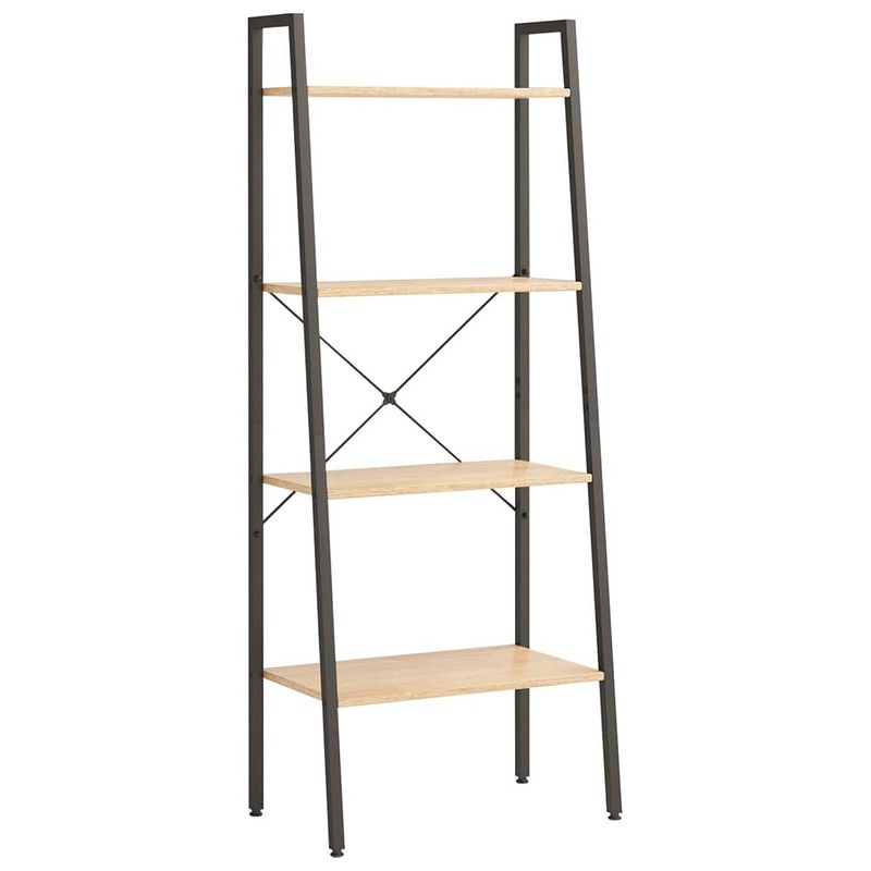 Foto van Vidaxl ladderrek met 4 schappen 56x35x140 cm lichtbruin en zwart