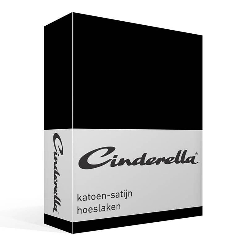 Foto van Cinderella katoen-satijn hoeslaken - 100% katoen-satijn - lits-jumeaux (200x220 cm) - black