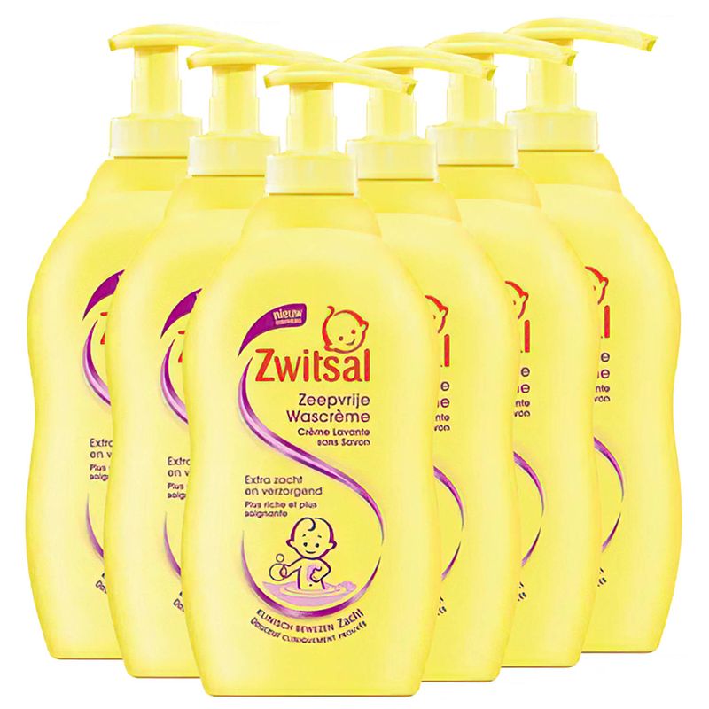 Foto van Zwitsal - zeepvrije wascreme - 6 x 400ml - voordeelverpakking