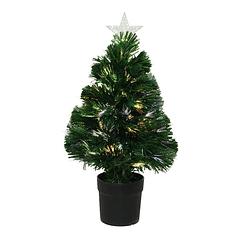 Foto van Fiber optic kerstboom/kunst kerstboom met verlichting en ster piek 60 cm - kunstkerstboom