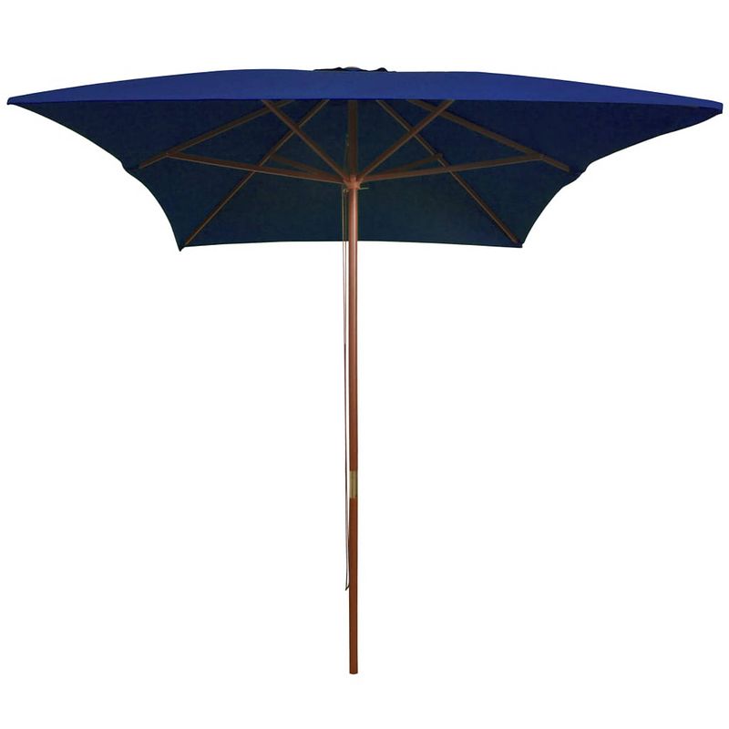 Foto van The living store tuinparasol - hout - 200 x 300 x 250 cm - blauw - uv-beschermend - polyester - 38 mm paaldiameter