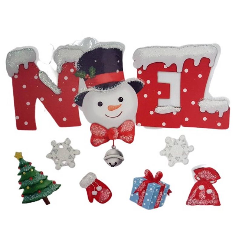 Foto van Peha sticker sneeuwpop noel 28,5 x 34,5 cm rood/wit