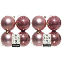Foto van 8x kunststof kerstballen glanzend/mat oud roze 10 cm kerstboom versiering/decoratie - kerstbal