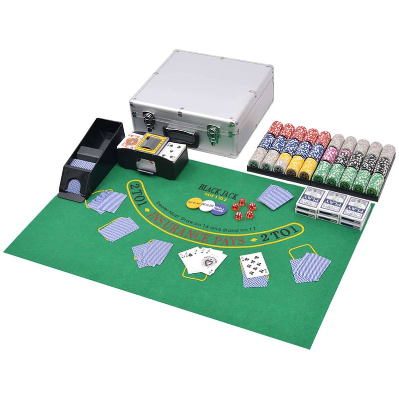 Foto van Vidaxl poker/blackjack set met 600 chips aluminium