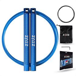 Foto van Zeuz® professioneel crossfit & fitness springtouw - verstelbaar - speed rope - volwassenen - marine blauw