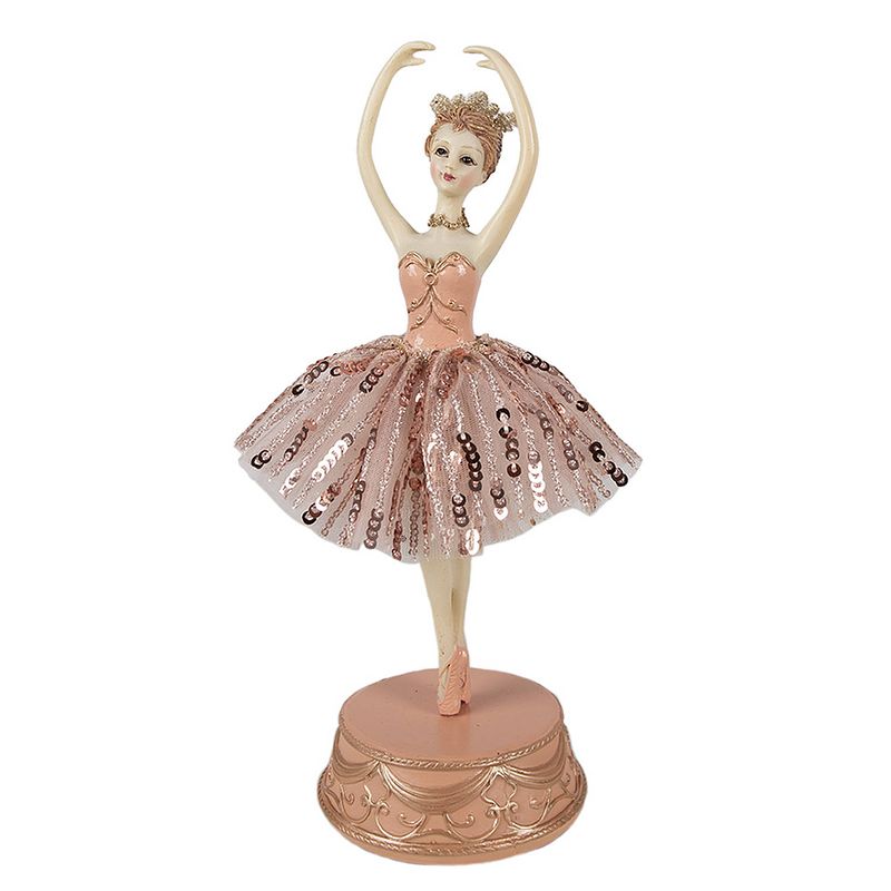 Foto van Clayre & eef muziekdoos ballerina ø 11x29 cm roze polyresin roze