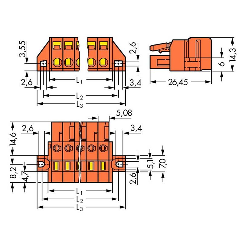 Foto van Wago 231-307/031-000 male behuizing-board 231 totaal aantal polen 7 rastermaat: 5.08 mm 50 stuk(s)