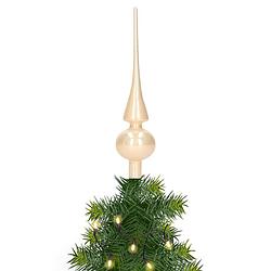 Foto van Glazen kerstboom piek/topper champagne glans 26 cm - kerstboompieken