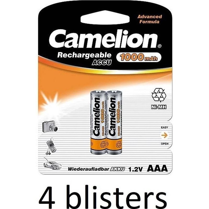Foto van Camelion oplaadbare batterijen aaa (1000 mah) - 8 stuks