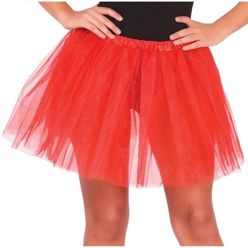 Foto van Petticoat/tutu verkleed rokje rood 40 cm voor dames - verkleedattributen
